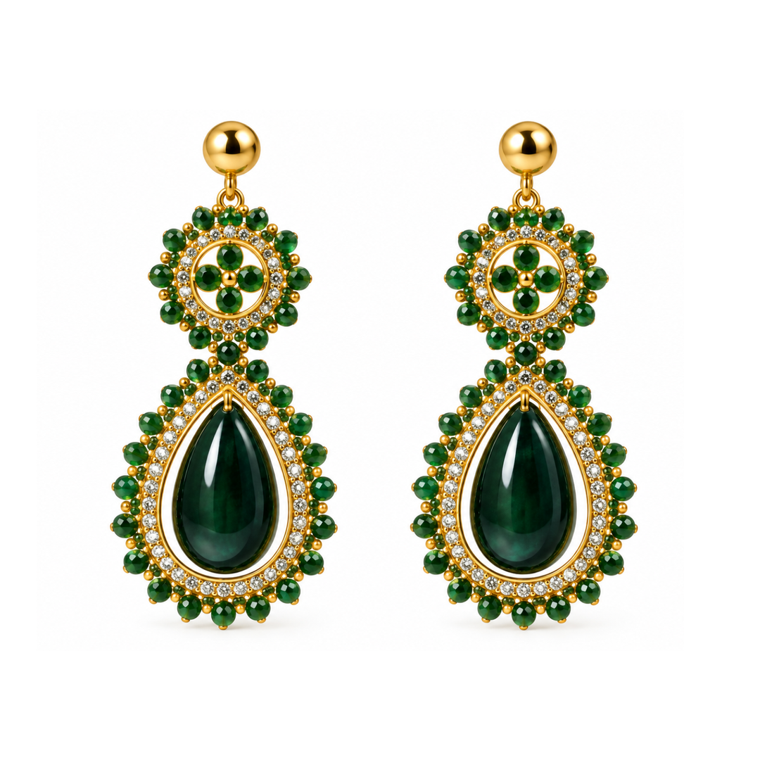 Green drop earrings